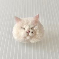 meow-felt 白猫（ほくろ有り）(448-03)ブローチ