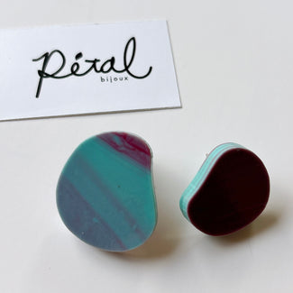 ピアス　マーブル　豆型　(EC-4) Petal_bijoux 139