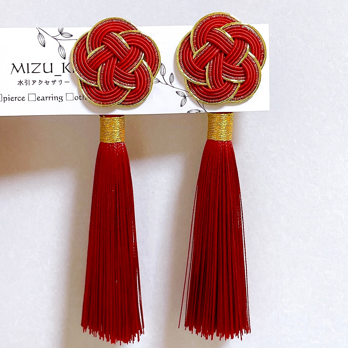 【MIZU-KI】紅梅のタッセル2way耳飾り（T1）_266
